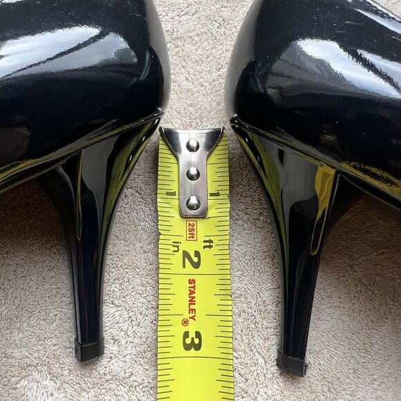 Stuart Weitzman Dark Navy Blue Patent Leather Heel Pumps Women 7.5 W Rounded Toe - Picture 10 of 15